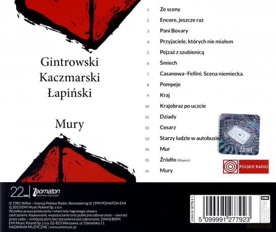 Gintrowski / Kaczmarski / Łapiński: Mury - 20 Lat Później (Reedycja)