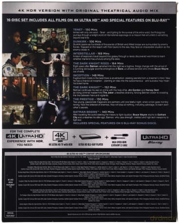 Batman - Początek / Prestiż / Mroczny Rycerz / Incepcja / Mroczny Rycerz powstaje / Interstellar / Dunkierka / Tenet