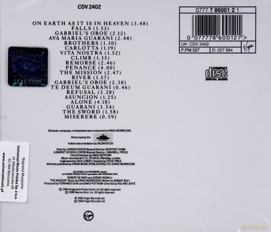 The Mission soundtrack (Misja) (Ennio Morricone)