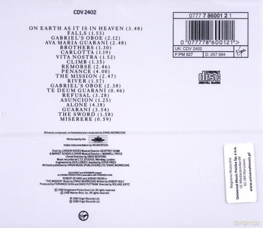 The Mission soundtrack (Misja) (Ennio Morricone)