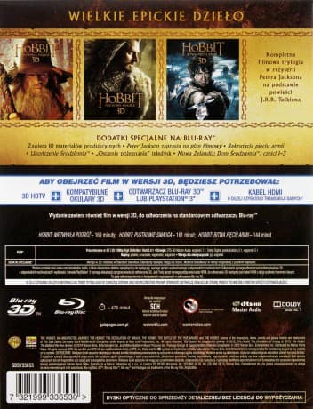 Hobbit Trylogia 3D: Niezwykła podróż / Pustkowie Smauga / Bitwa Pięciu Armii