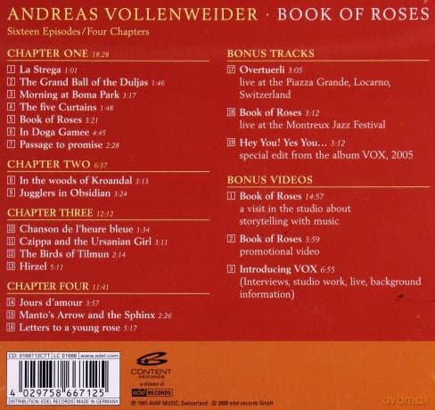 Andreas Vollenweider: Book Of Roses (digipack)