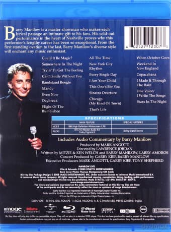 Barry Manilow: Manilow Live! Blu-Ray