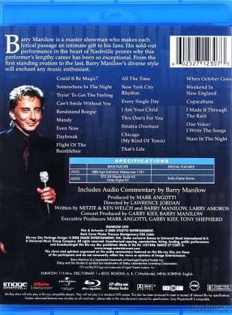 Barry Manilow: Manilow Live! Blu-Ray