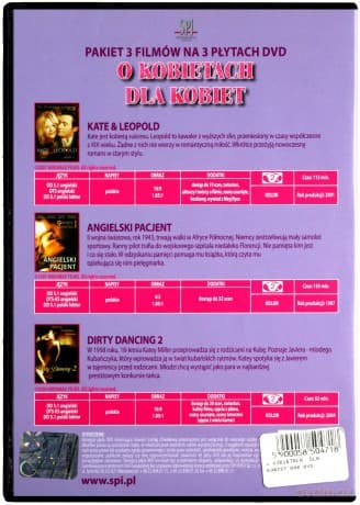 O kobietach dla kobiet: Kate i Leopold / Angielski Pacjent / Dirty Dancing 2