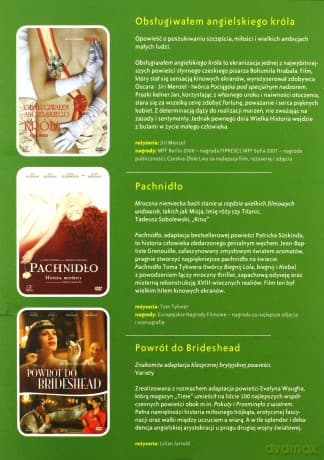 Filmy Kostiumowe: Obsługiwałem Angielskiego Króla / Pachnidło / Powrót do Brideshead